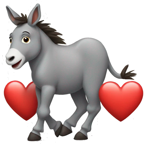 dancing donkey with a heart emoji