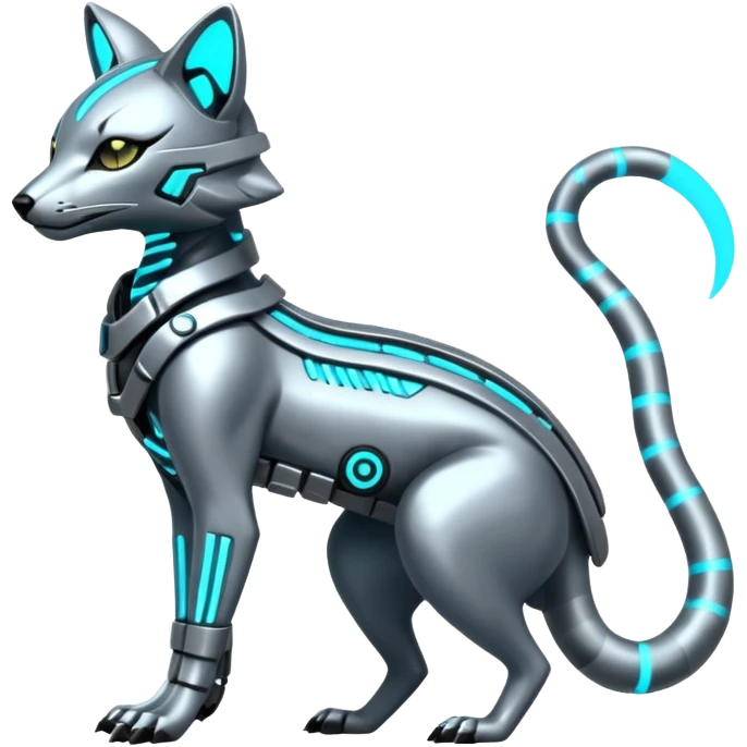 Metallic Alloy-Silver Chrome-Plated Futuristic Neon-Circuit Cyberpunk Genet-Zeraora-Protogen-fusion-creature (full body) emoji