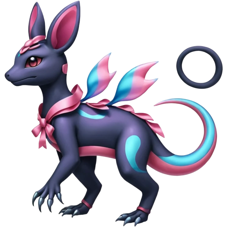 Shiny Nebulae Dusknoir-Salandit-Sylveon-Fakémon-hybrid-creature (full body)  emoji