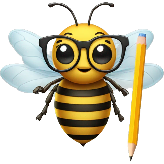 bee with glasses and pencil emoji