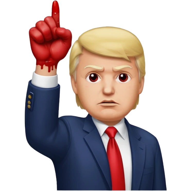Trump holding his fist up after he was shot with blood on his face emoji