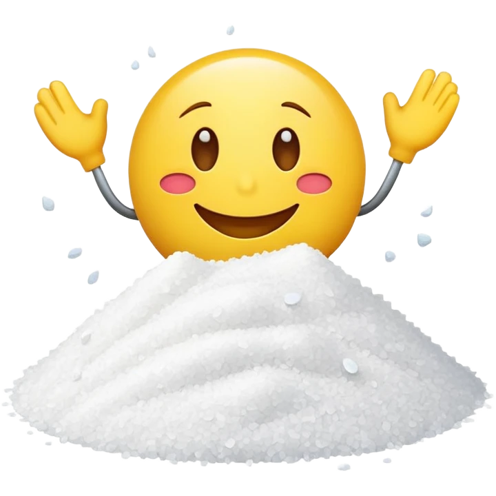 happy emoji with a pile of salt emoji