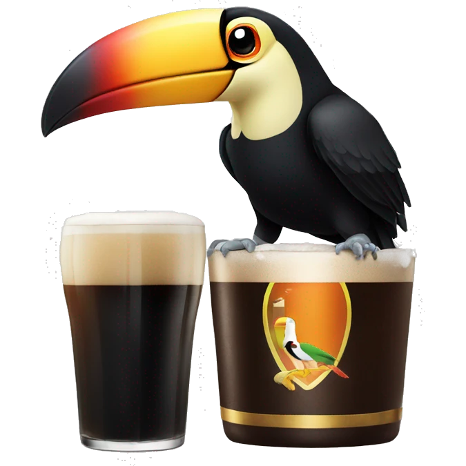 Toucan with Guinness pint on top emoji