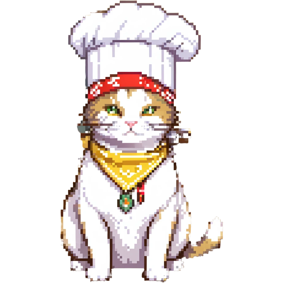 cool cat chef with a big gold earring and a bandana emoji