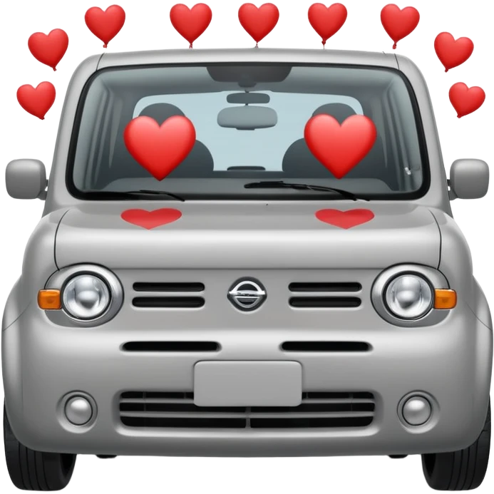 Grey Nissan Cube with hearts around it emoji