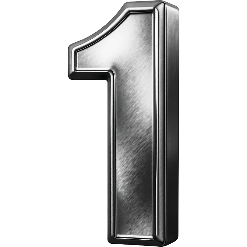 A 3D number 1 in a neon style with a glowing effect, animated to appear from top to bottom emoji
