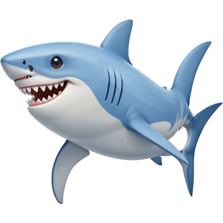 cartoon shark with two short legs, side profile, big smile, wearing blue Nike sneakers emoji