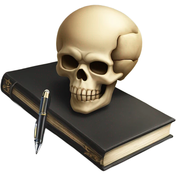 Book and skull and pen emoji