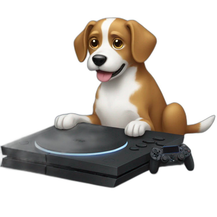 dog playing ps4 emoji