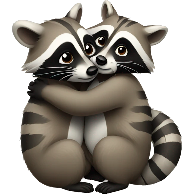 two raccoons hugging emoji