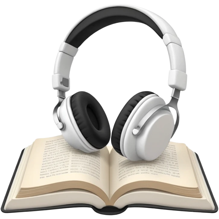 White headphones with a white open book emoji