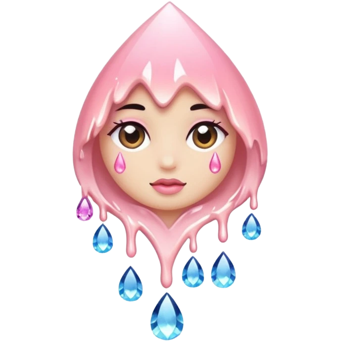 Crystal with blush + sparkle drip emoji