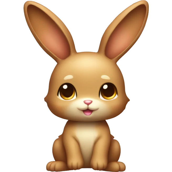 Cute Shiny Brown-Beige Fakémon-Bunny full body emoji