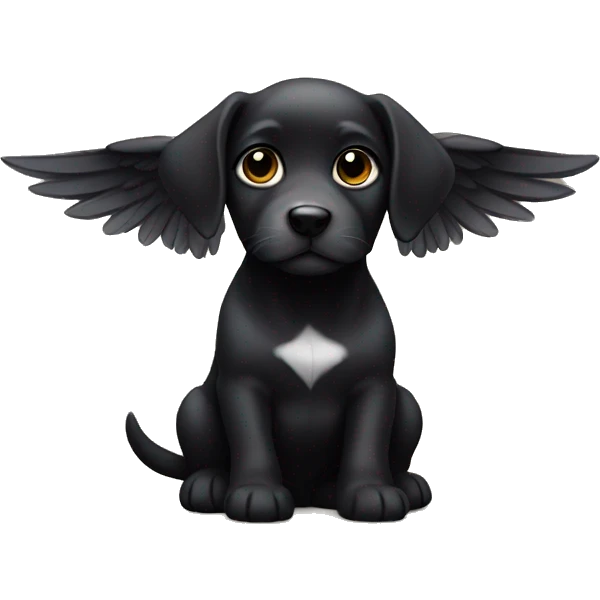 small black-backed puppy with wings emoji