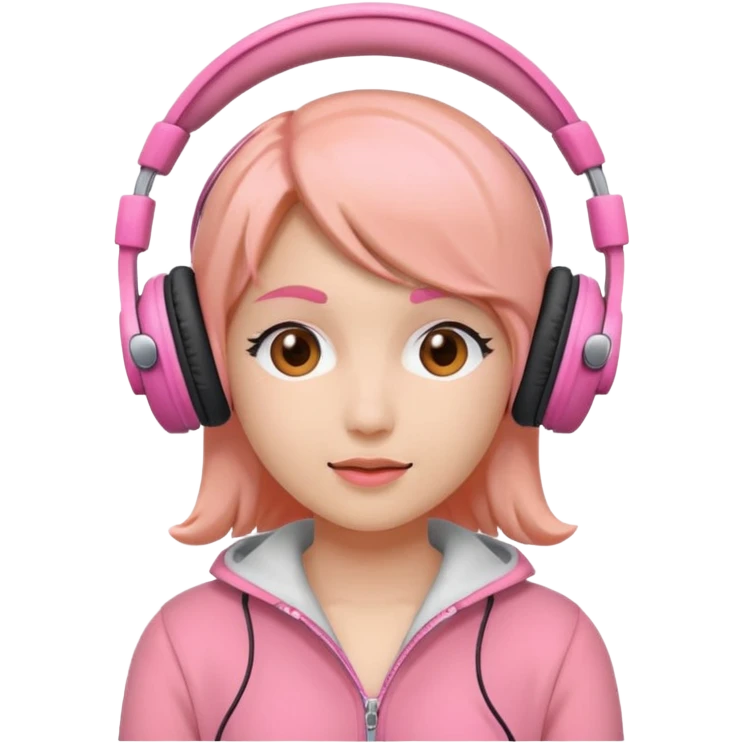 peach with pink headphones on emoji