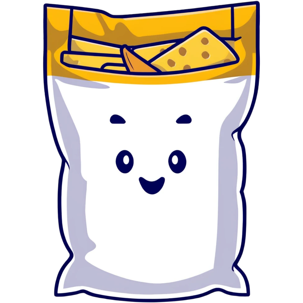 snack chip bag hiding behind database emoji
