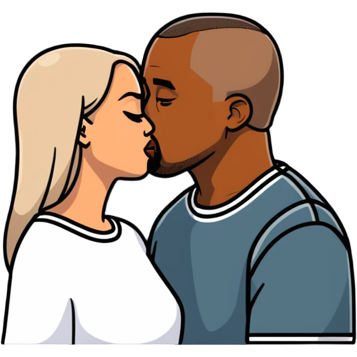 Kanye west kissing Kim emoji