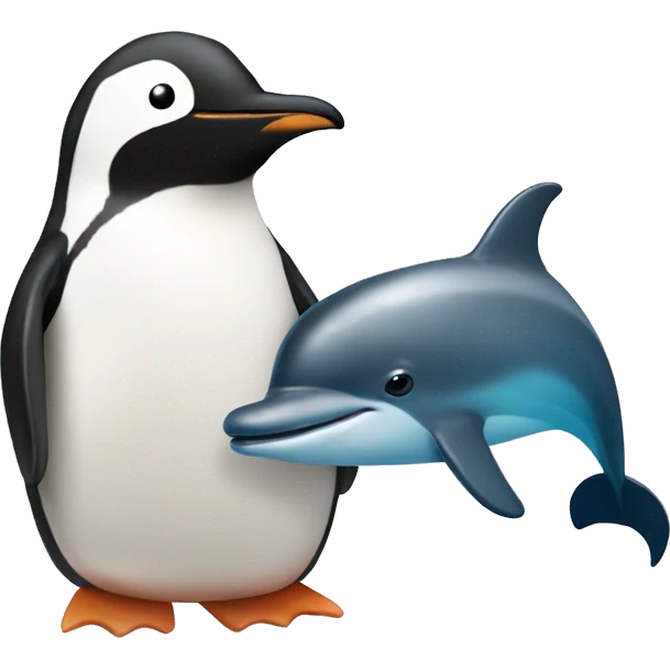 penguin and dolphin  emoji