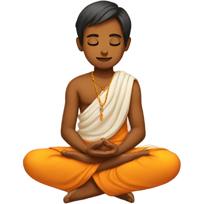 hindu boy meditating with saffron clothes emoji