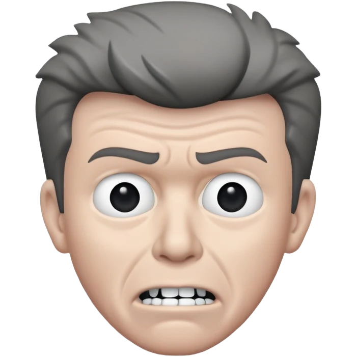 Really Wide Rick Astley with a kinda worried face but his upper teeth are sticking out and he is gray and you could barely see parts of him and the background is pitch black emoji