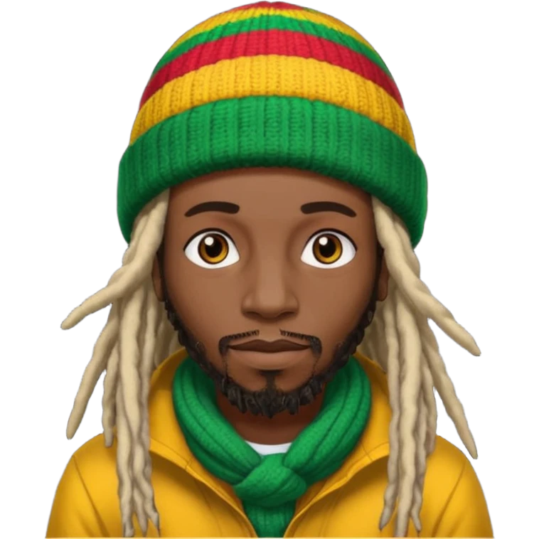 rasta black man with dreadlocks and colorful beanie emoji