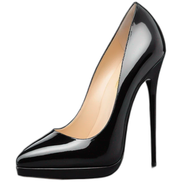One Black Patent Leather Daffodile Platform Heels emoji