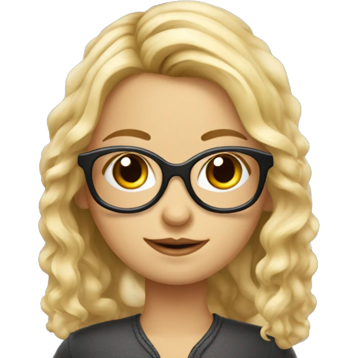 Mädchen mit brille und mittellangen blonden haaren und wimpern emoji