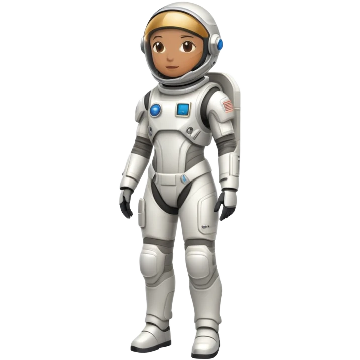 Futuristic astronaut in a high-tech spacesuit, sleek helmet with reflective visor, detailed sci-fi armor, standing pose, science fiction aesthetic emoji