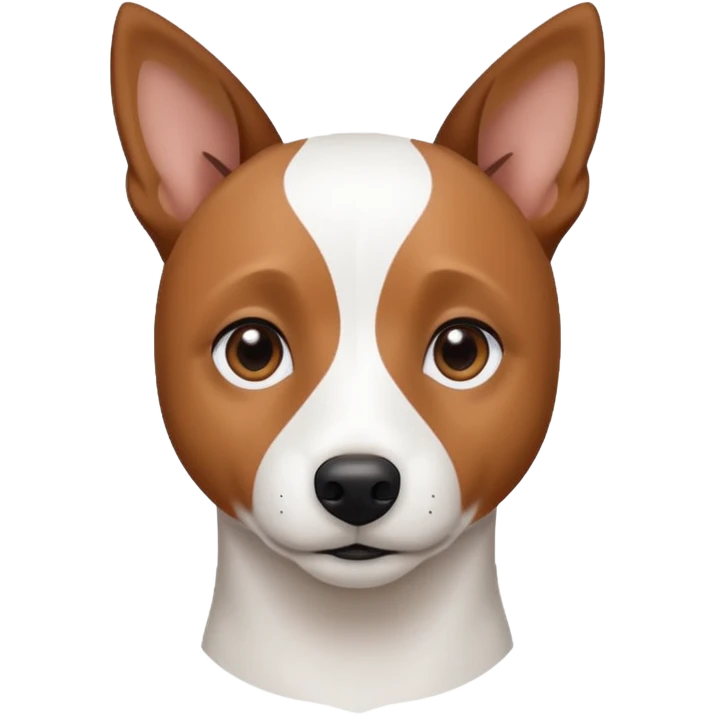 a fully white jack russell the size of a kelpie with a half white face emoji