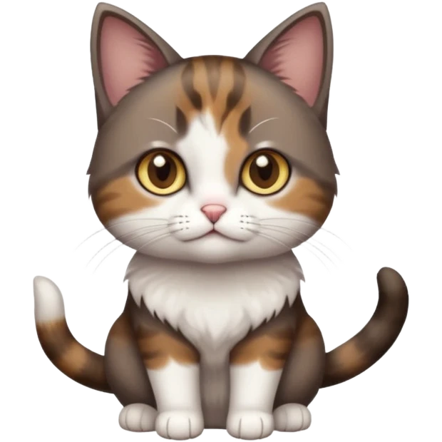 full body small short hair dark brown and white cat with hazel eyes emoji