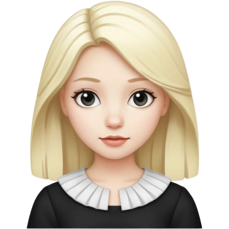fair-haired girl with black and whi emoji