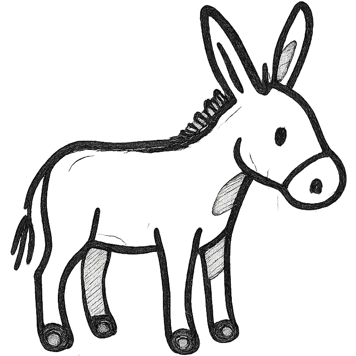 donkey, minimalist black outline icon, no fill, simple lines emoji