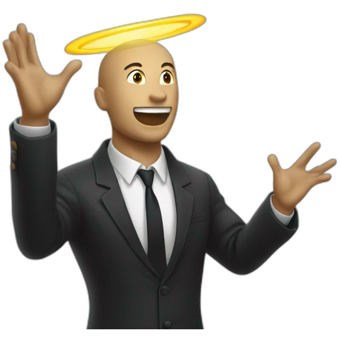 man in suit arms in the air summoning something emoji