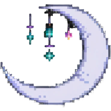 crescent moon in pixel art style emoji
