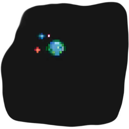 A retro-style representation of space with stars and planets emoji