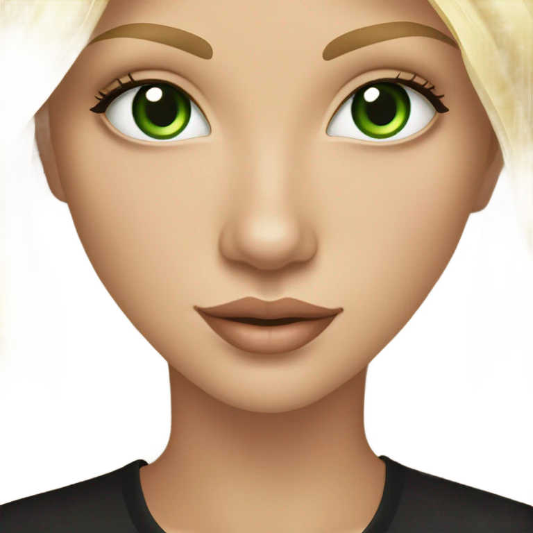 gorgeous long blonde girl cat eye green eyes gold jewlery light skin black shirt emoji