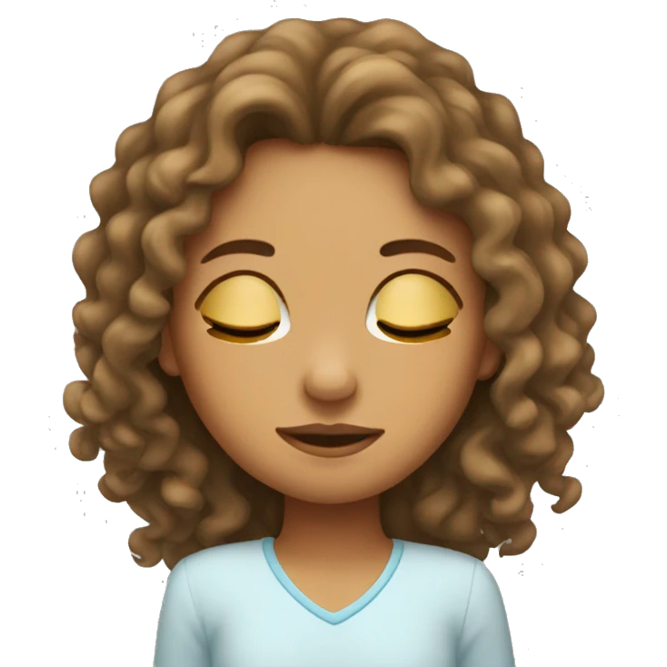Girl with long curly hair sleeping emoji