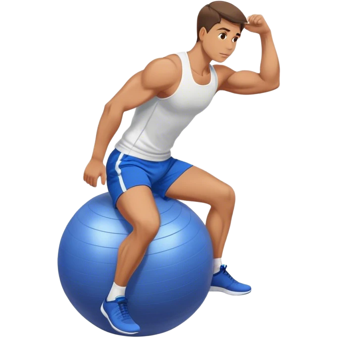 fit man with blue shorts stability ball exercises emoji
