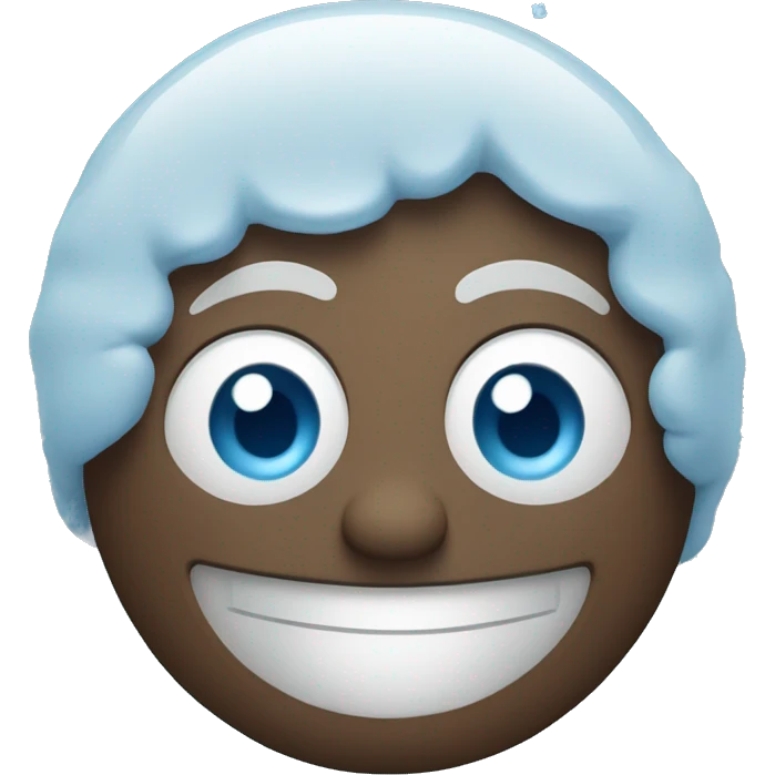 A half emoji with ice on it, smiling emoji