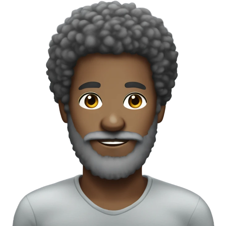 My Afro with fuzzy grey beard emoji