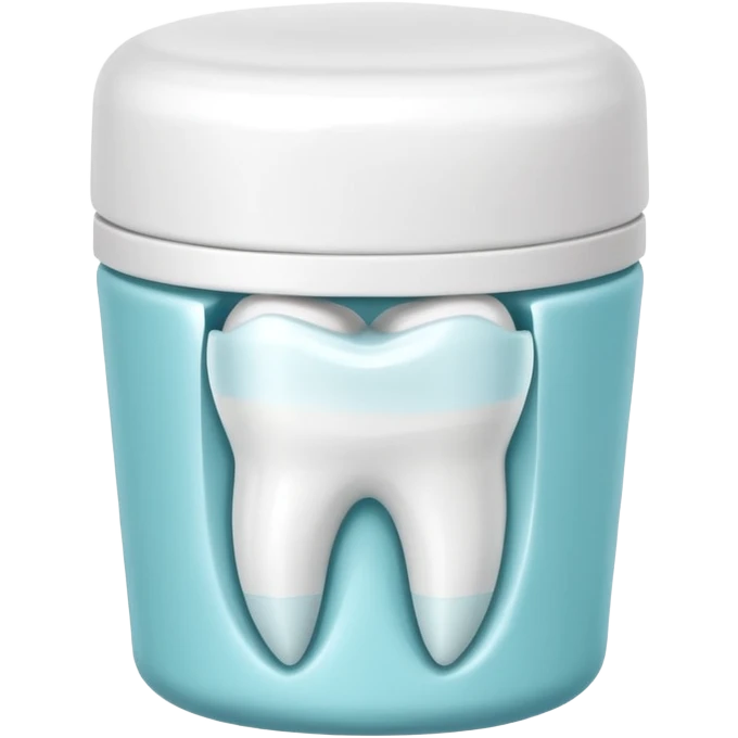 Container inside with dental cap for teeth alignment emoji
