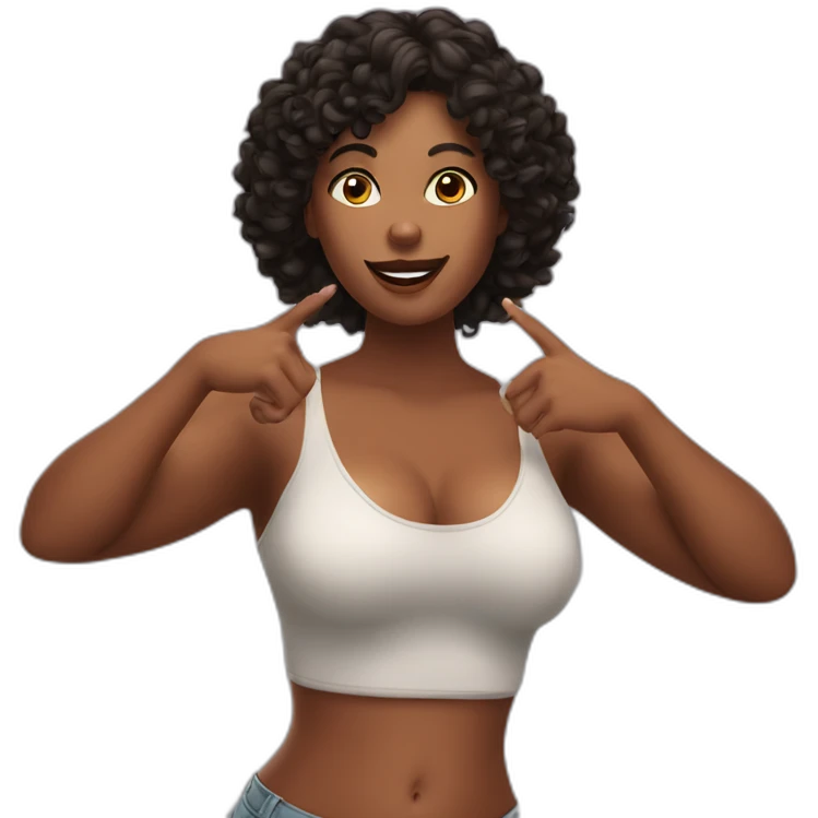 voluptuous girl hands up emoji