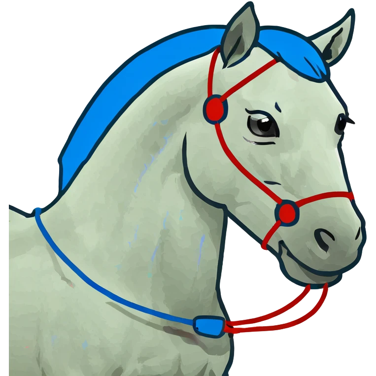 fast electric horse made of electricity, metal plates, bolts, visible blue and red wires, lightning coursing through its body emoji