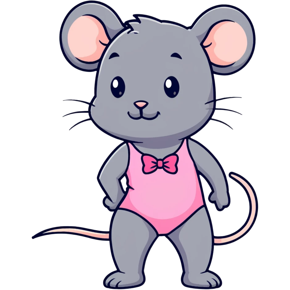 rat with a pink bow wearing a gymnastics leotard emoji
