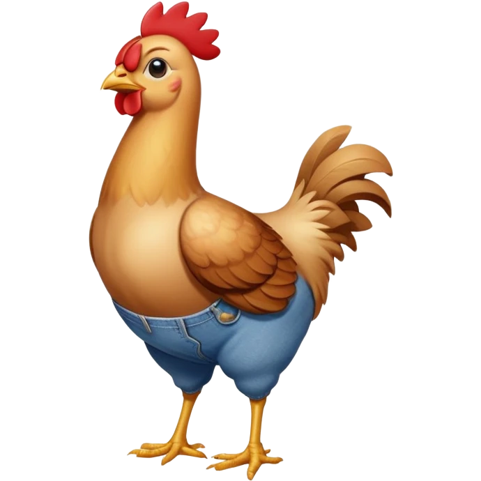 chicken wearing blue jeans and a crop top  emoji