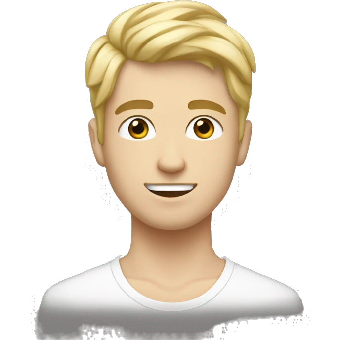 homme de 23 ans, peau blanche, cheveux court blond,  yeux bleus emoji