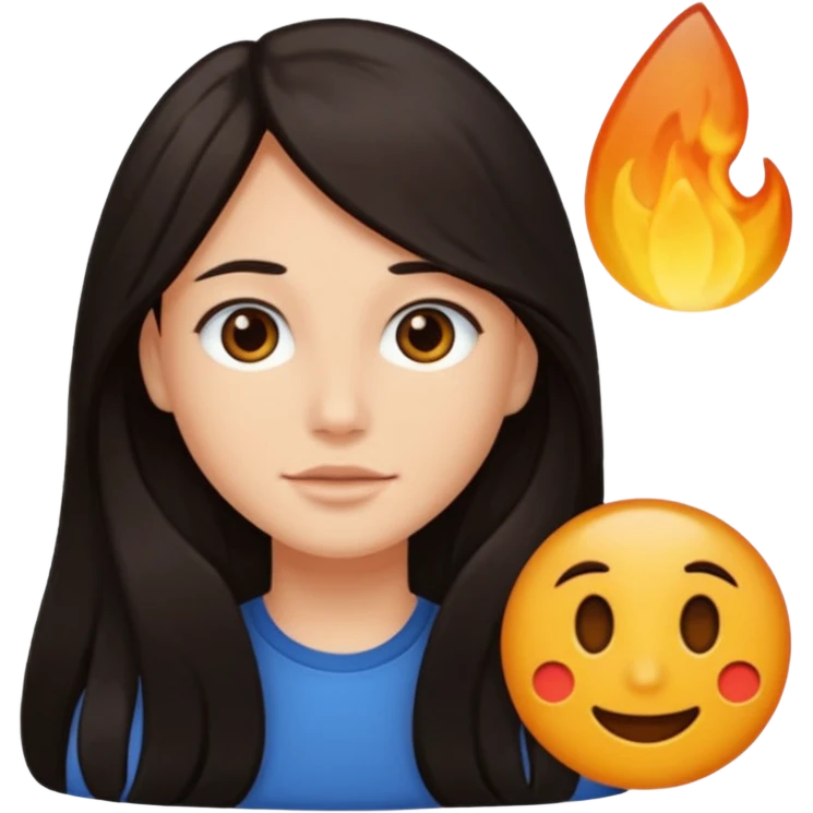 CHEVEUX UN PEU PLUS FONCER AVC DU MAQUILLAGE mais on voit pas le maquillage et elle a des cheveux long emoji
