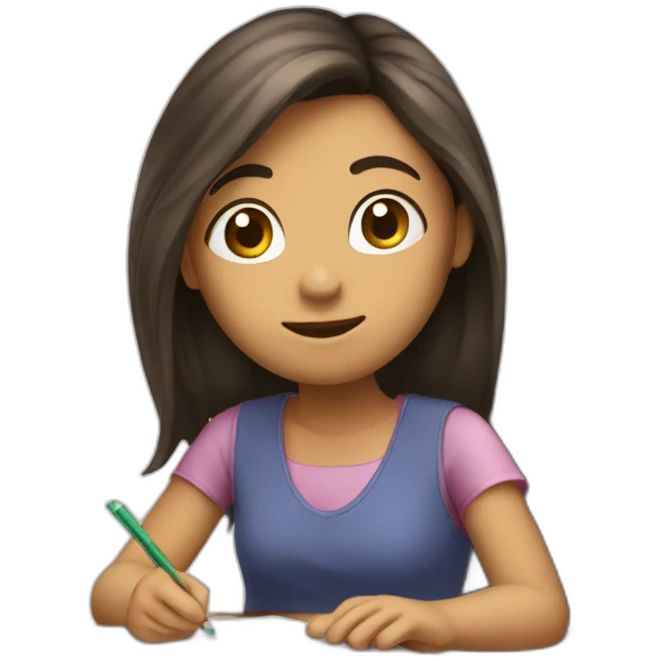 Menina estudando e sonhando emoji