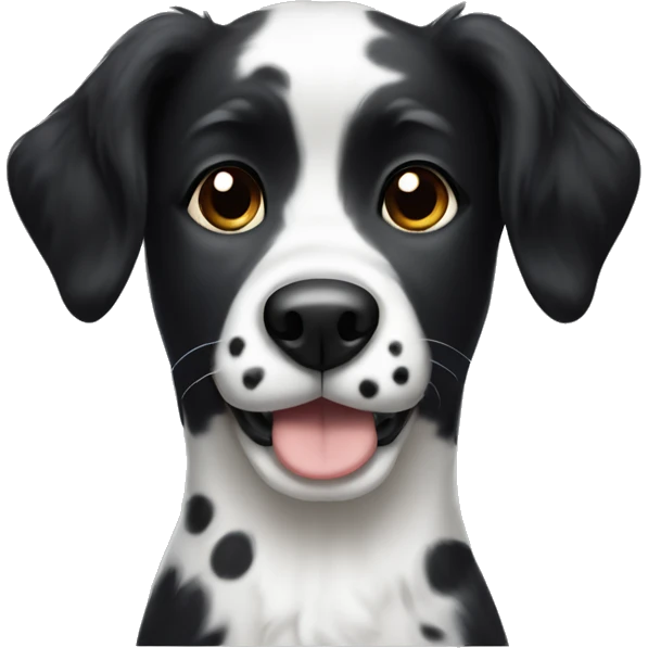 Black and white dog with black spots on nose, wavy fur emoji