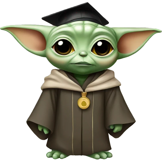 baby yoda wearing graduation cap emoji